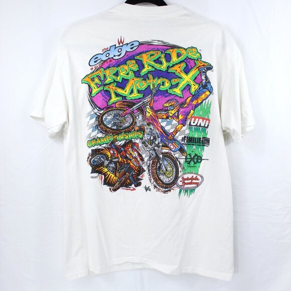 IRWINDALE SPEEDWAY EDGE SPORTS FREE RIDE MOTO-X CHAMPIONSHIP WHITE T-SHIRT SZ L - Picture 4 of 6